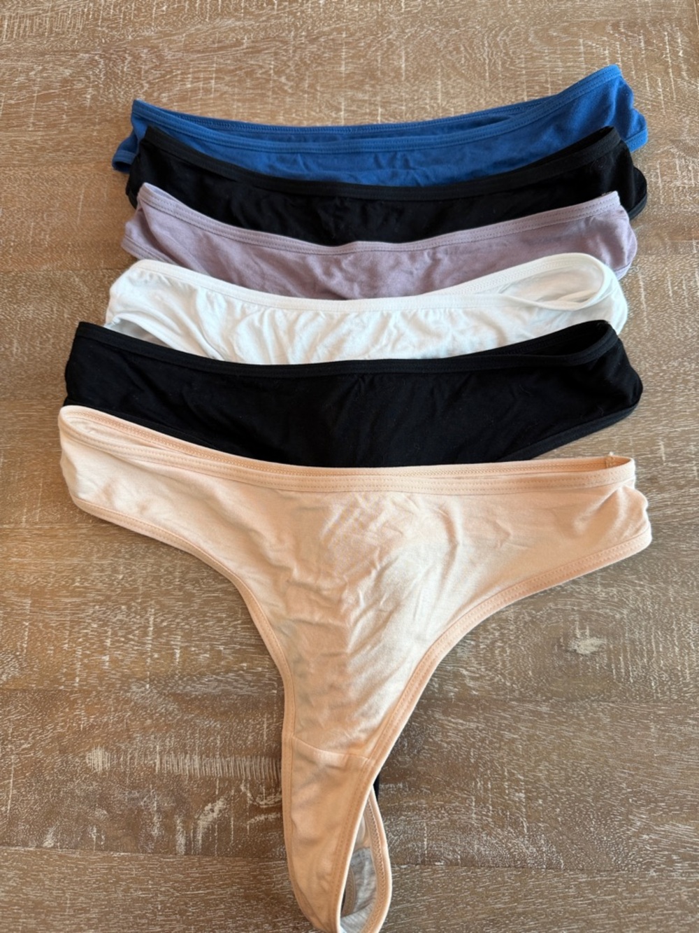 Assorted Bamboo Thong Panties - Blue, Black, Lavender, White, Nude size M